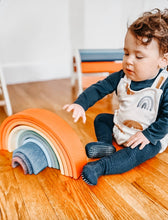 Load image into Gallery viewer, Baby + Toddler Organic Cotton Bubble Romper Playsuit in Earthy Rainbows
