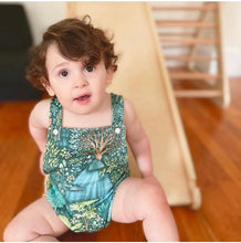 Load image into Gallery viewer, Baby + Toddler Organic Cotton Bubble Romper Playsuit in Emerald Eden