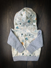 Load image into Gallery viewer, FORAGER HOODIE in Mountain Adventure + Organic Cotton and French Terry Baby + Toddler Sweatshirt, Kids Hoodie