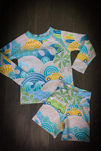 Load image into Gallery viewer, BAJA RASHGUARD in Island Life + Baby/Toddler Swimsuit, Kids Swimsuit, Swim Shirt, Kids Surf Shirt