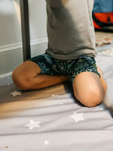 Load image into Gallery viewer, COVE WATER SHORT in Emerald Eden + Baby/Toddler Swimsuit, Grow With Me Kids Swimsuit, Swim Shorts, Toddler Swim Trunks, Kid’s Surf Shorts