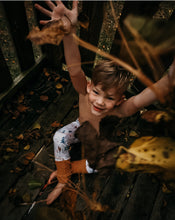 Load image into Gallery viewer, Baby + Toddler Unisex Grow with Me Slim Pants in Happy Camper, Kid's Leggings