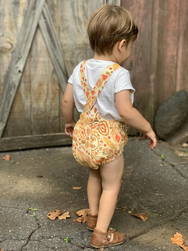 Baby Toddler Organic Cotton Gauze Bubble Romper in Boho Sun