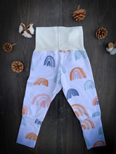 Load image into Gallery viewer, Baby + Toddler Unisex Grow with Me Slim Pants in Earthy Rainbows, Kid’s Leggings
