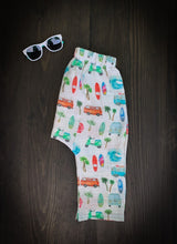 Load image into Gallery viewer, FRONTIER HAREM PANT in Surfs Up + Organic Cotton Double Gauze Baby &amp; Toddler Summer Pant, Kids Yoga Pant
