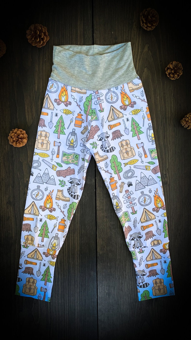 Baby + Toddler Unisex Grow with Me Slim Pants in Gone Camping, Kid's Leggings