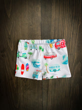 Load image into Gallery viewer, BAJA SWIM SHORTIES in Surfs Up + Baby/Toddler Swimsuit, Kids Swimsuit, Swim Shorts, Toddler Swim Trunks, Euro Style Swim Shorties
