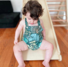 Load image into Gallery viewer, Baby + Toddler Organic Cotton Bubble Romper Playsuit in Emerald Eden
