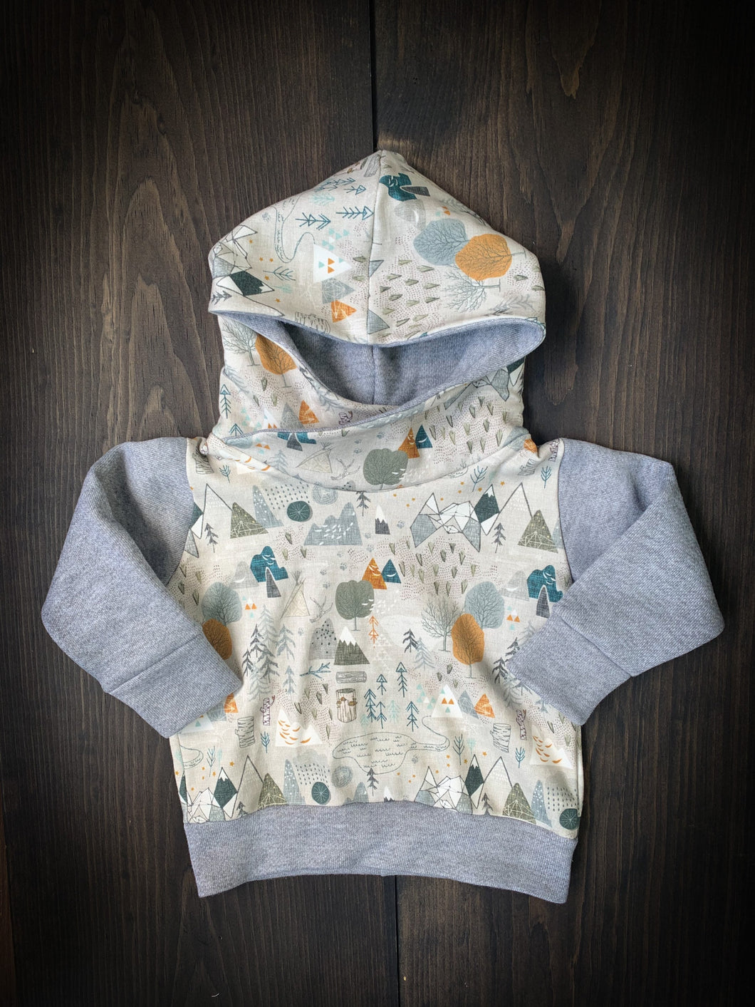 FORAGER HOODIE in Mountain Adventure + Organic Cotton and French Terry Baby + Toddler Sweatshirt, Kids Hoodie