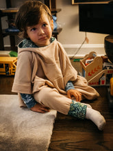 Load image into Gallery viewer, HARVEST PONCHO in French Terry &amp; Emerald Eden + Organic Cotton and French Terry Baby + Toddler Hoodie, Toddler Cape

