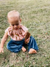 Load image into Gallery viewer, GB PARTY COLLECTION + Lunar Baby Bells in Luster Velvet + Baby + Toddler Bell Bottoms, Kids Flare Pants

