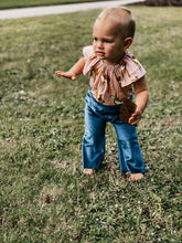 Load image into Gallery viewer, GB PARTY COLLECTION + Lunar Baby Bells in Luster Velvet + Baby + Toddler Bell Bottoms, Kids Flare Pants
