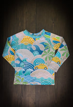 Load image into Gallery viewer, BAJA RASHGUARD in Island Life + Baby/Toddler Swimsuit, Kids Swimsuit, Swim Shirt, Kids Surf Shirt
