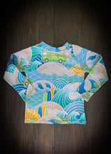 Load image into Gallery viewer, BAJA RASHGUARD in Island Life + Baby/Toddler Swimsuit, Kids Swimsuit, Swim Shirt, Kids Surf Shirt
