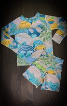 Load image into Gallery viewer, BAJA RASHGUARD in Island Life + Baby/Toddler Swimsuit, Kids Swimsuit, Swim Shirt, Kids Surf Shirt
