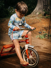 Load image into Gallery viewer, BAJA RASHGUARD in Island Life + Baby/Toddler Swimsuit, Kids Swimsuit, Swim Shirt, Kids Surf Shirt
