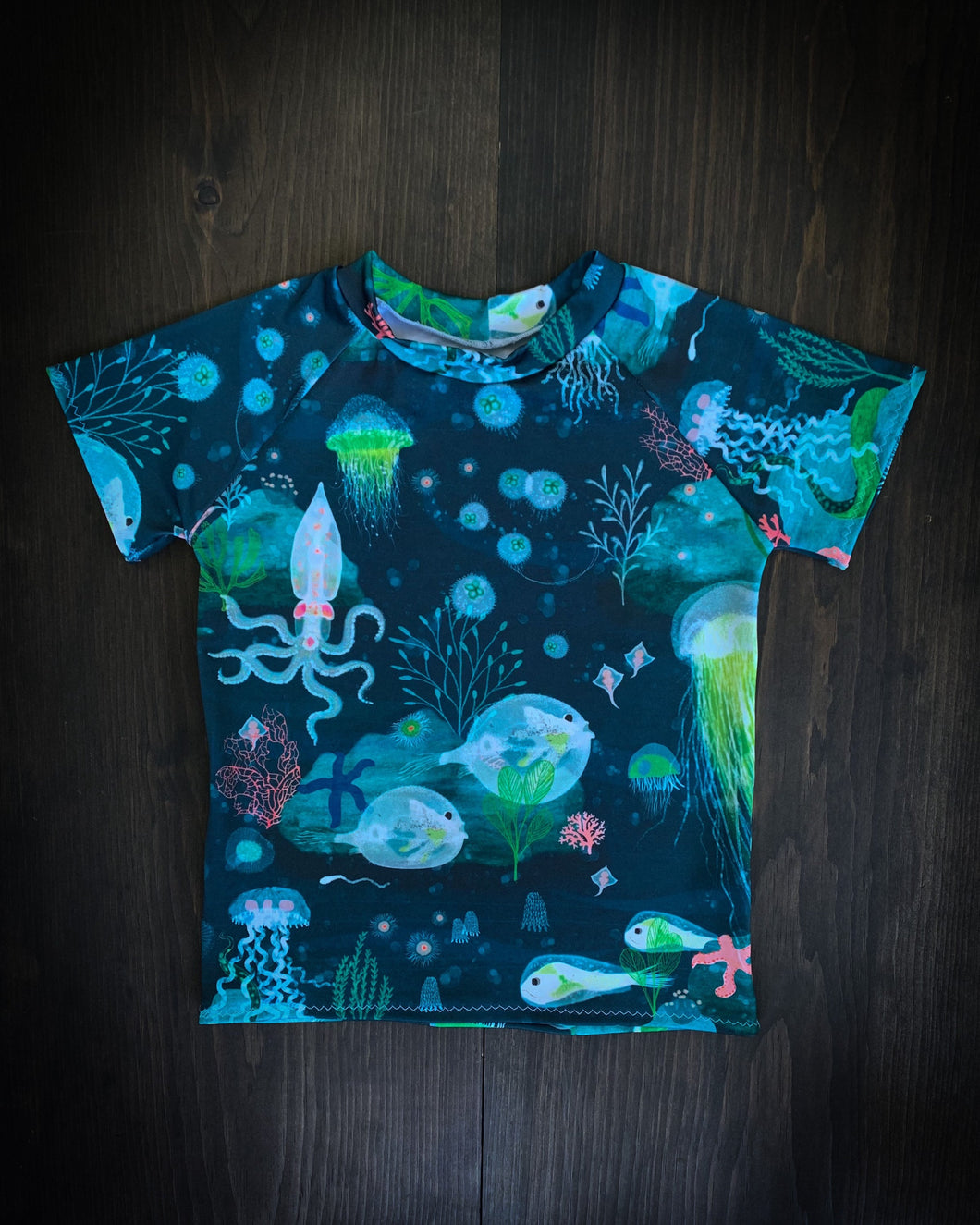 BAJA SHORTSLEEVED RASHGUARD in Bioluminescence + Baby/Toddler Swimsuit, Kids Swimsuit, Swim Shirt, Kids Surf Shirt