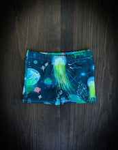 Load image into Gallery viewer, BAJA SWIM SHORTIES in Bioluminescence + Baby/Toddler Swimsuit, Kids Swimsuit, Swim Shorts, Toddler Swim Trunks, Euro Style Swim Shorties
