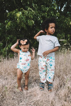 Load image into Gallery viewer, FRONTIER HAREM PANT in Surfs Up + Organic Cotton Double Gauze Baby &amp; Toddler Summer Pant, Kids Yoga Pant
