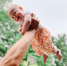 Load image into Gallery viewer, FRONTIER HAREM PANT in Boho Suns + Organic Cotton Double Gauze Baby &amp; Toddler Summer Pant, Kids Yoga Pant
