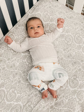 Load image into Gallery viewer, Baby + Toddler Unisex Grow with Me Slim Pants in Earthy Rainbows, Kid’s Leggings
