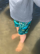 Load image into Gallery viewer, COVE WATER SHORT in Emerald Eden + Baby/Toddler Swimsuit, Grow With Me Kids Swimsuit, Swim Shorts, Toddler Swim Trunks, Kid’s Surf Shorts
