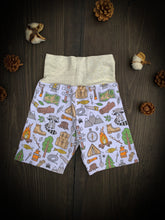 Load image into Gallery viewer, CAMP SHORTS in Gone Camping, Baby + Toddler Unisex Grow with Me Slim Shorts, Kid&#39;s Bike Short, Kid’s Legging Short
