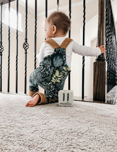 Load image into Gallery viewer, PRAIRIE PLAYSUIT in Emerald Eden Baby + Toddler Organic Cotton Long Romper, Kids Overalls, Kids Romper
